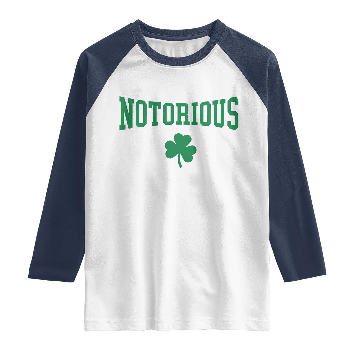 Irish Pride Boxing Fighting Notorious Raglan Shirt Retro Shamrock Varsity Irish Lucky Clover Graphic TS10 XS White Navy Print Your Wear