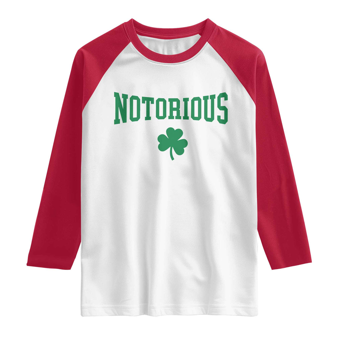 Irish Pride Boxing Fighting Notorious Raglan Shirt Retro Shamrock Varsity Irish Lucky Clover Graphic TS10 White Red Print Your Wear