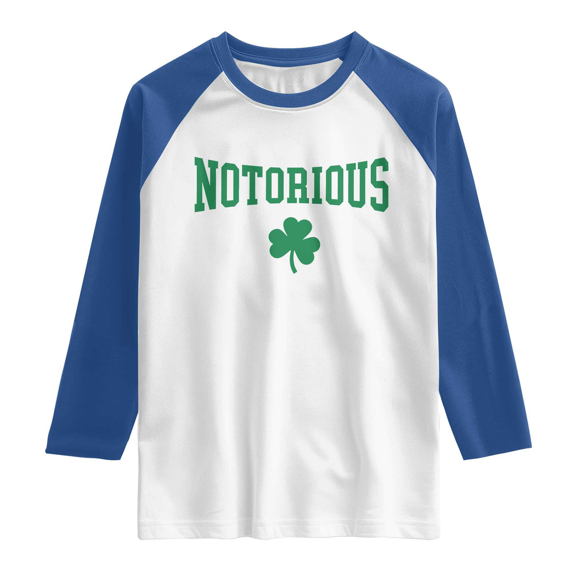 Irish Pride Boxing Fighting Notorious Raglan Shirt Retro Shamrock Varsity Irish Lucky Clover Graphic TS10 White Royal Print Your Wear