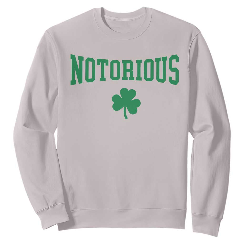 Irish Pride Boxing Fighting Notorious Sweatshirt Retro Shamrock Varsity Irish Lucky Clover Graphic TS10 Ice Gray Print Your Wear