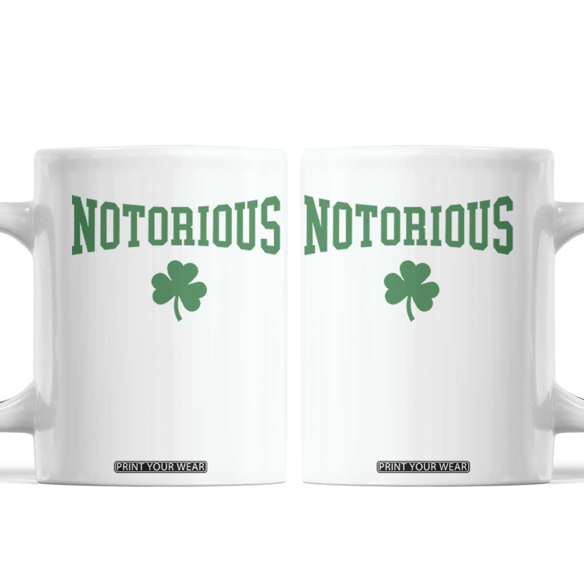 Irish Pride Boxing Fighting Notorious Coffee Mug Retro Shamrock Varsity Irish Lucky Clover Graphic TS10 White Print Your Wear