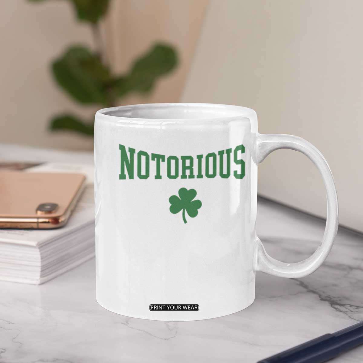 Irish Pride Boxing Fighting Notorious Coffee Mug Retro Shamrock Varsity Irish Lucky Clover Graphic TS10 Print Your Wear