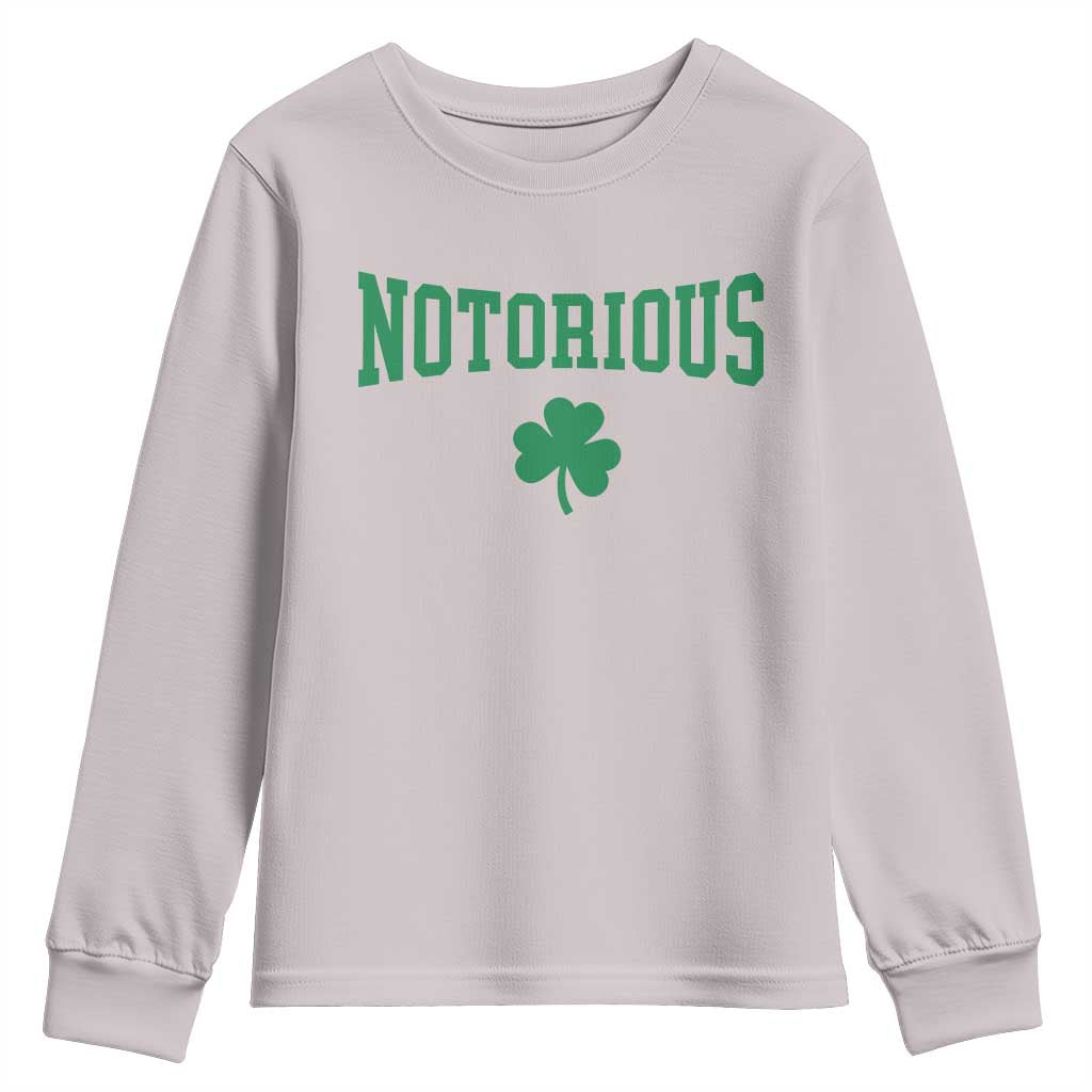 Irish Pride Boxing Fighting Notorious Youth Sweatshirt Retro Shamrock Varsity Irish Lucky Clover Graphic TS10 Ice Gray Print Your Wear