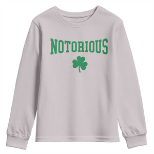 Irish Pride Boxing Fighting Notorious Youth Sweatshirt Retro Shamrock Varsity Irish Lucky Clover Graphic TS10 Ice Gray Print Your Wear