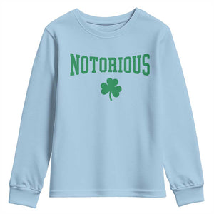 Irish Pride Boxing Fighting Notorious Youth Sweatshirt Retro Shamrock Varsity Irish Lucky Clover Graphic TS10 Light Blue Print Your Wear