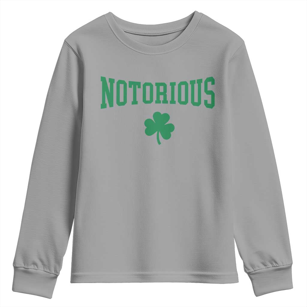 Irish Pride Boxing Fighting Notorious Youth Sweatshirt Retro Shamrock Varsity Irish Lucky Clover Graphic TS10 Sport Gray Print Your Wear