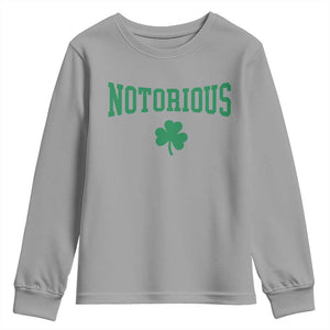 Irish Pride Boxing Fighting Notorious Youth Sweatshirt Retro Shamrock Varsity Irish Lucky Clover Graphic TS10 Sport Gray Print Your Wear