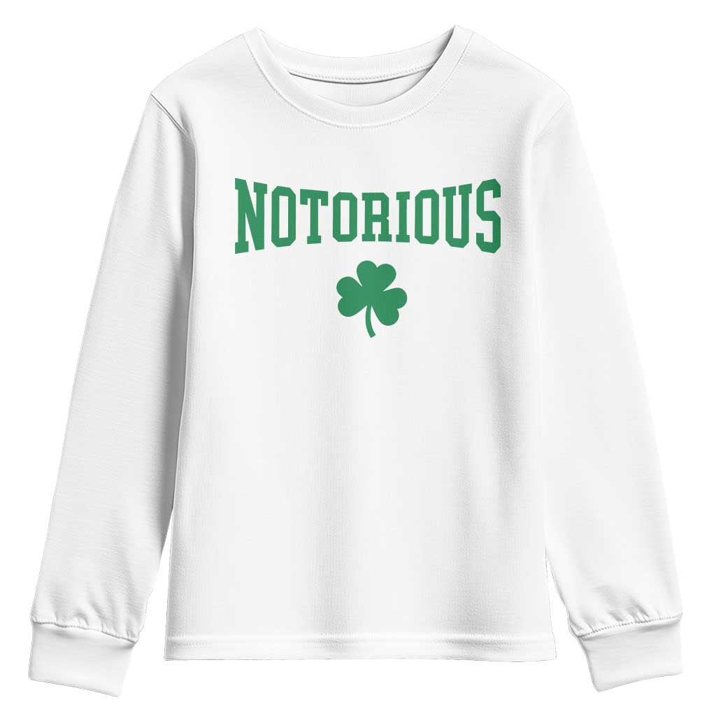 Irish Pride Boxing Fighting Notorious Youth Sweatshirt Retro Shamrock Varsity Irish Lucky Clover Graphic TS10 White Print Your Wear