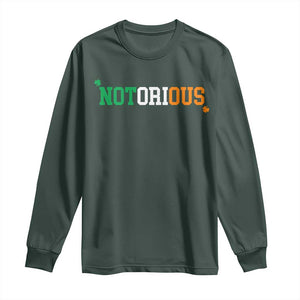 Irish Pride Boxing Fighting Notorious Long Sleeve Shirt Irish Flag Lucky Shamrock Graphic TS10 Dark Forest Green Print Your Wear