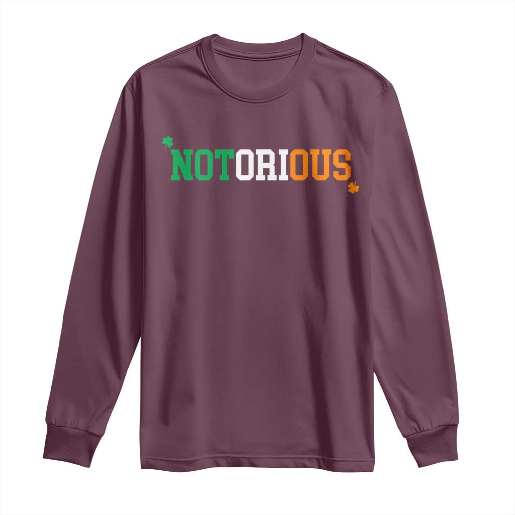 Irish Pride Boxing Fighting Notorious Long Sleeve Shirt Irish Flag Lucky Shamrock Graphic TS10 Maroon Print Your Wear