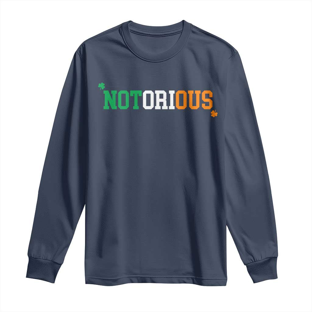 Irish Pride Boxing Fighting Notorious Long Sleeve Shirt Irish Flag Lucky Shamrock Graphic TS10 Navy Print Your Wear