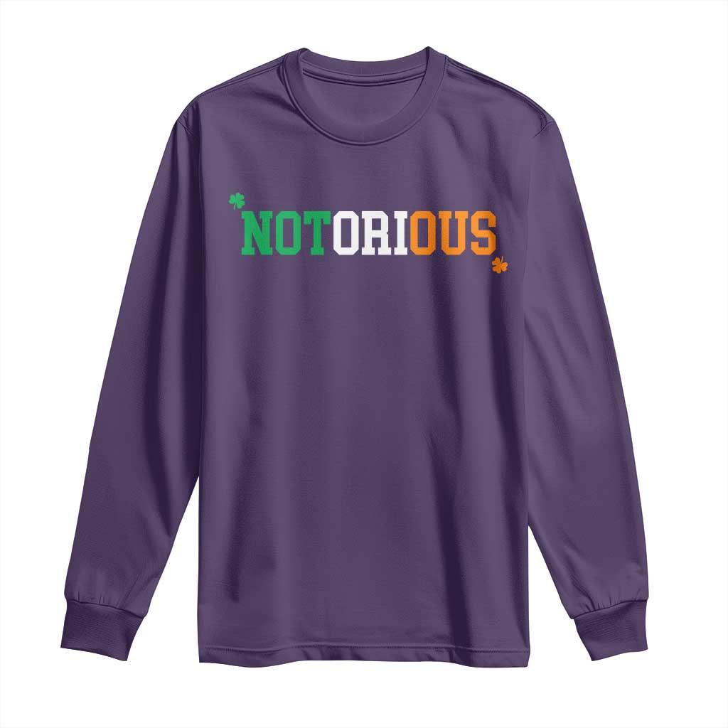 Irish Pride Boxing Fighting Notorious Long Sleeve Shirt Irish Flag Lucky Shamrock Graphic TS10 S Purple Print Your Wear