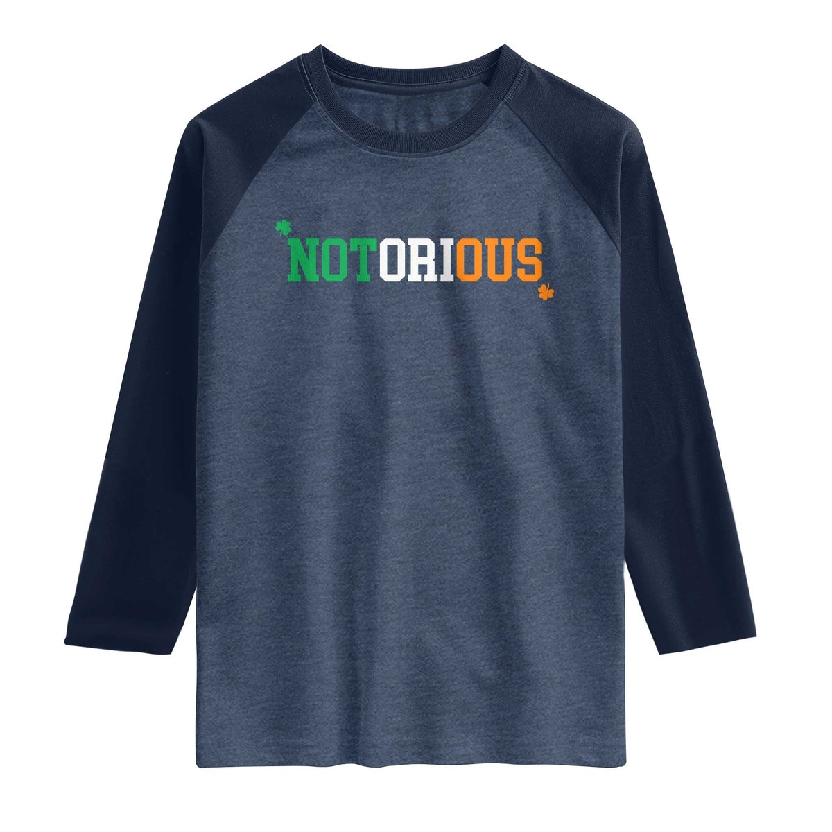 Irish Pride Boxing Fighting Notorious Raglan Shirt Irish Flag Lucky Shamrock Graphic TS10 Heather Denim Navy Print Your Wear