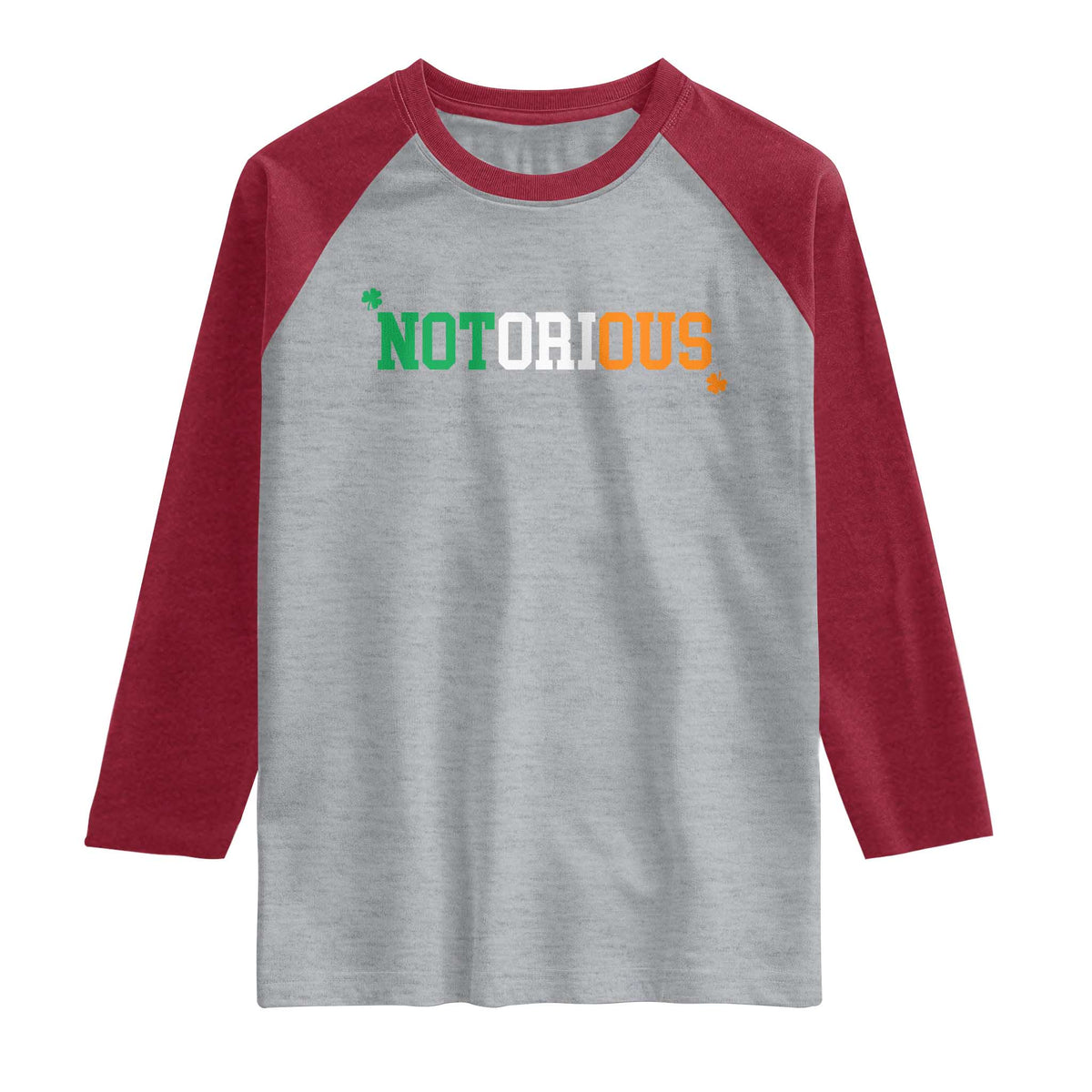 Irish Pride Boxing Fighting Notorious Raglan Shirt Irish Flag Lucky Shamrock Graphic TS10 Heather Gray Heather Red Print Your Wear