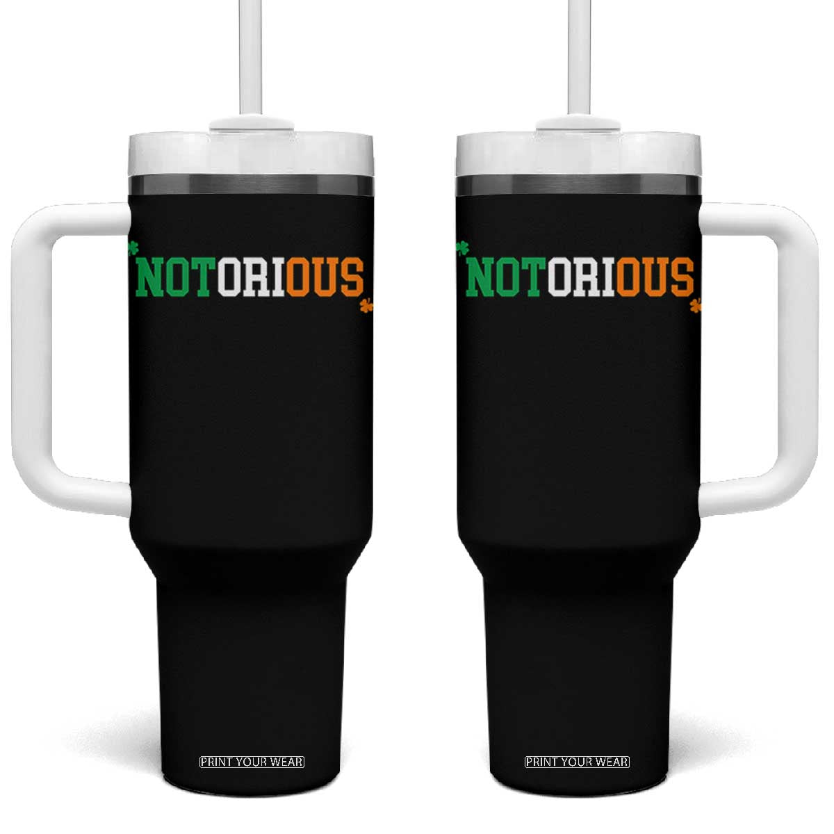 Irish Pride Boxing Fighting Notorious Tumbler With Handle Irish Flag Lucky Shamrock Graphic TS10 One Size: 40 oz Black Print Your Wear