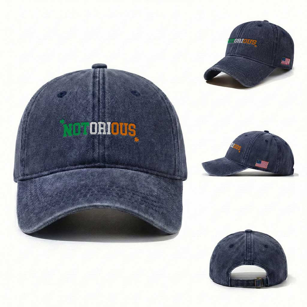 Irish Pride Boxing Fighting Notorious Washed Cotton Baseball Cap Irish Flag Lucky Shamrock Graphic TS10 Washed Cap Universal Fit Navy Print Your Wear