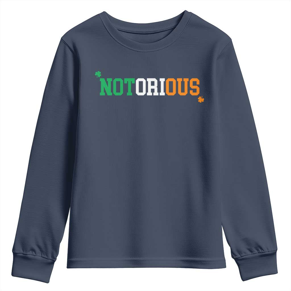 Irish Pride Boxing Fighting Notorious Youth Sweatshirt Irish Flag Lucky Shamrock Graphic TS10 Navy Print Your Wear