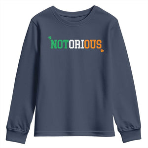 Irish Pride Boxing Fighting Notorious Youth Sweatshirt Irish Flag Lucky Shamrock Graphic TS10 Navy Print Your Wear