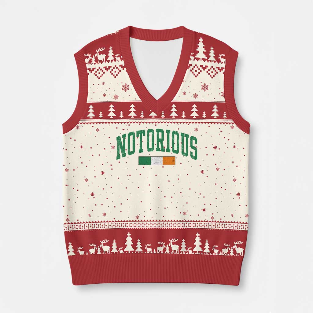 Vintage Irish Flag Notorious V-Neck Knit Sweater Vest Boxing Fans TS10 Beige Red Print Your Wear