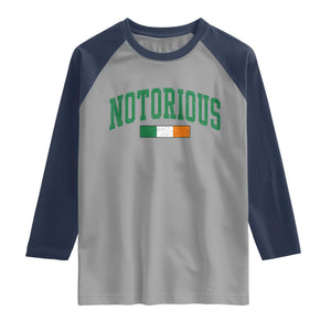 Vintage Irish Flag Notorious Raglan Shirt Boxing Fans TS10 Sport Gray Navy Print Your Wear