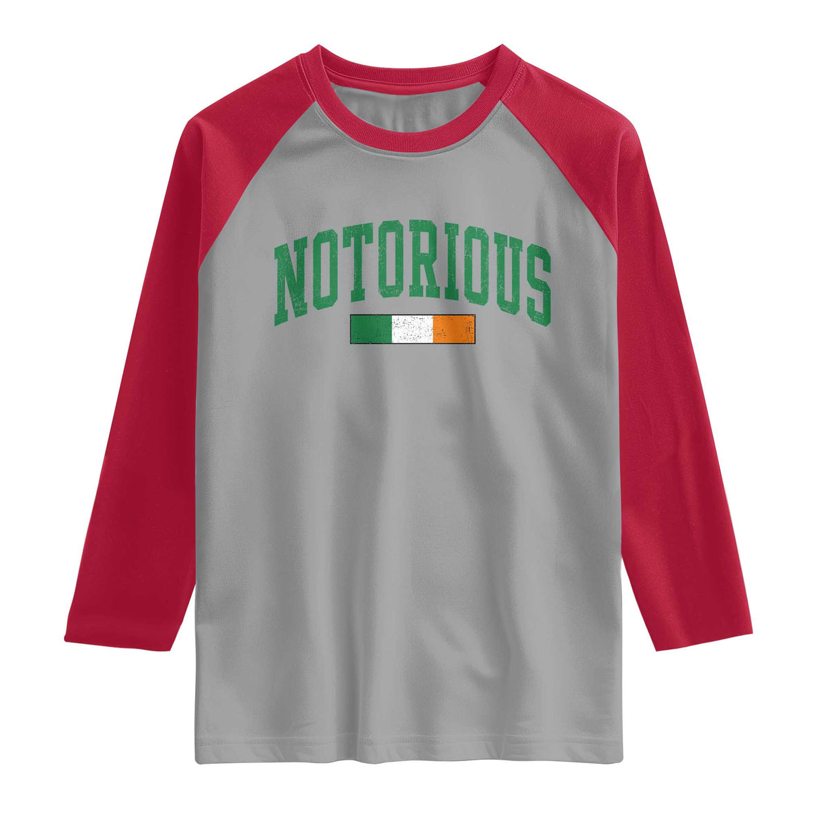 Vintage Irish Flag Notorious Raglan Shirt Boxing Fans TS10 Sport Gray Red Print Your Wear