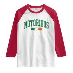 Vintage Irish Flag Notorious Raglan Shirt Boxing Fans TS10 White Red Print Your Wear