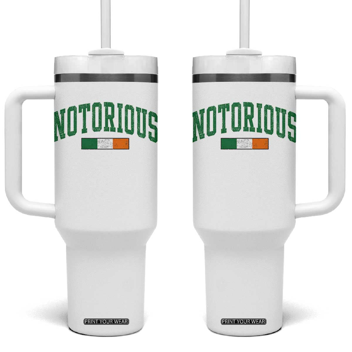 Vintage Irish Flag Notorious Tumbler With Handle Boxing Fans TS10 One Size: 40 oz White Print Your Wear