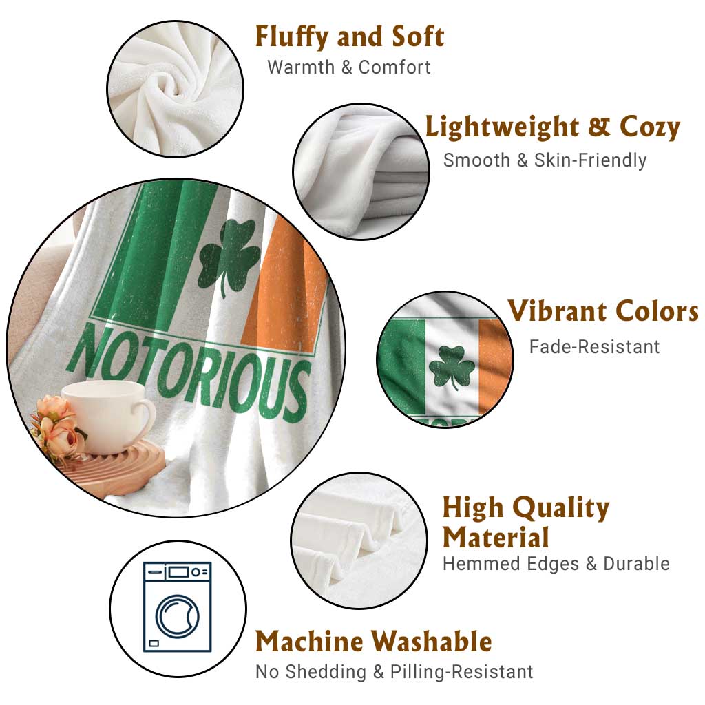 Irish Pride Boxing Fighting Notorious Throw Blanket Vintage Ireland Flag Irish Retro Throwback TS10 Print Your Wear