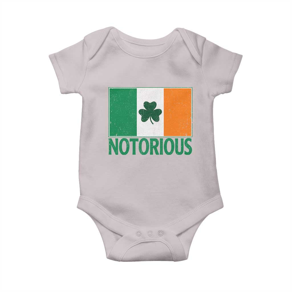 Irish Pride Boxing Fighting Notorious Baby Onesie Vintage Ireland Flag Irish Retro Throwback TS10 Ice Gray Print Your Wear