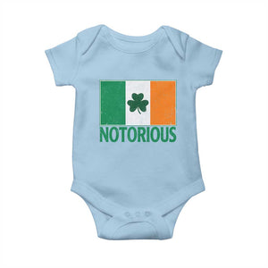 Irish Pride Boxing Fighting Notorious Baby Onesie Vintage Ireland Flag Irish Retro Throwback TS10 Light Blue Print Your Wear