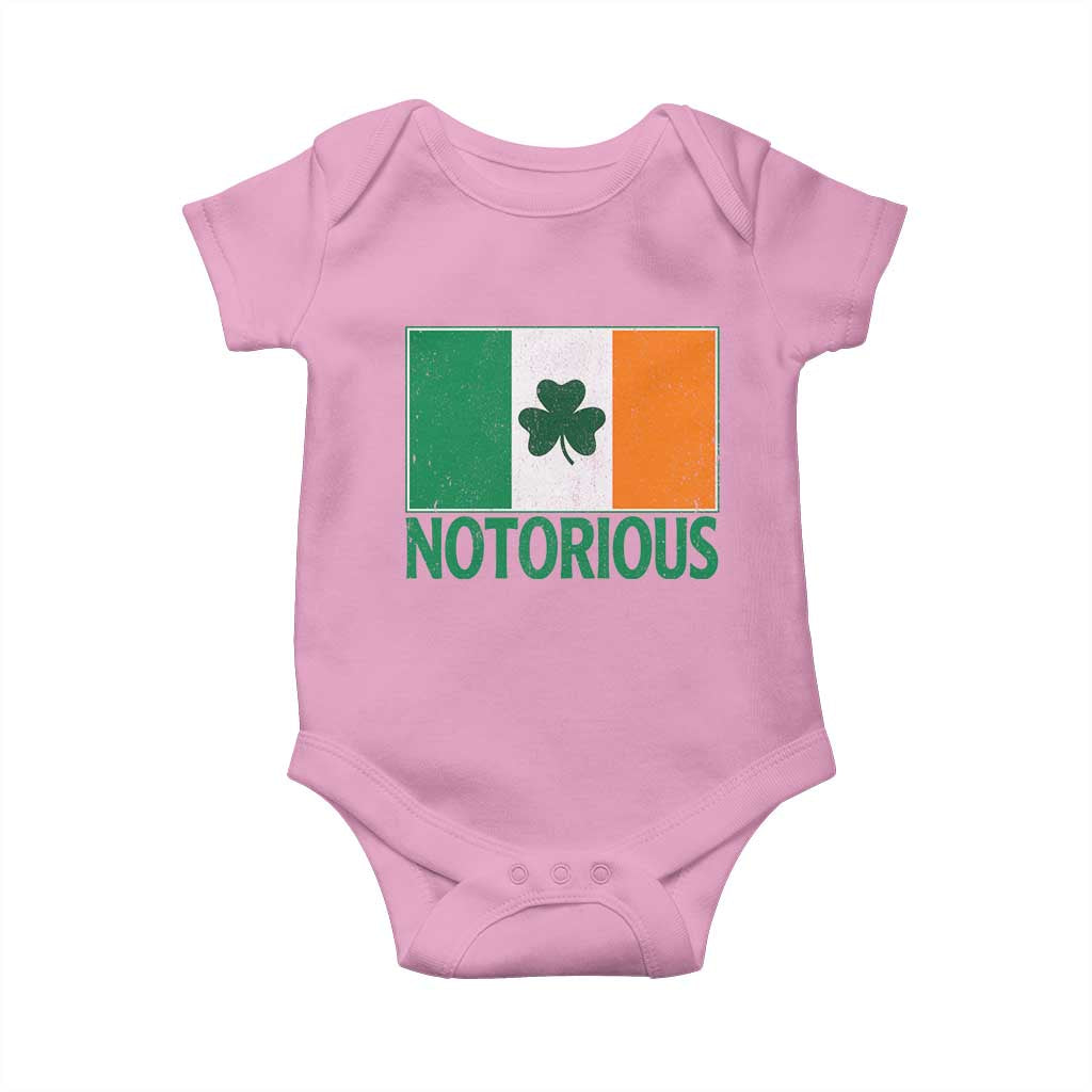 Irish Pride Boxing Fighting Notorious Baby Onesie Vintage Ireland Flag Irish Retro Throwback TS10 Light Pink Print Your Wear