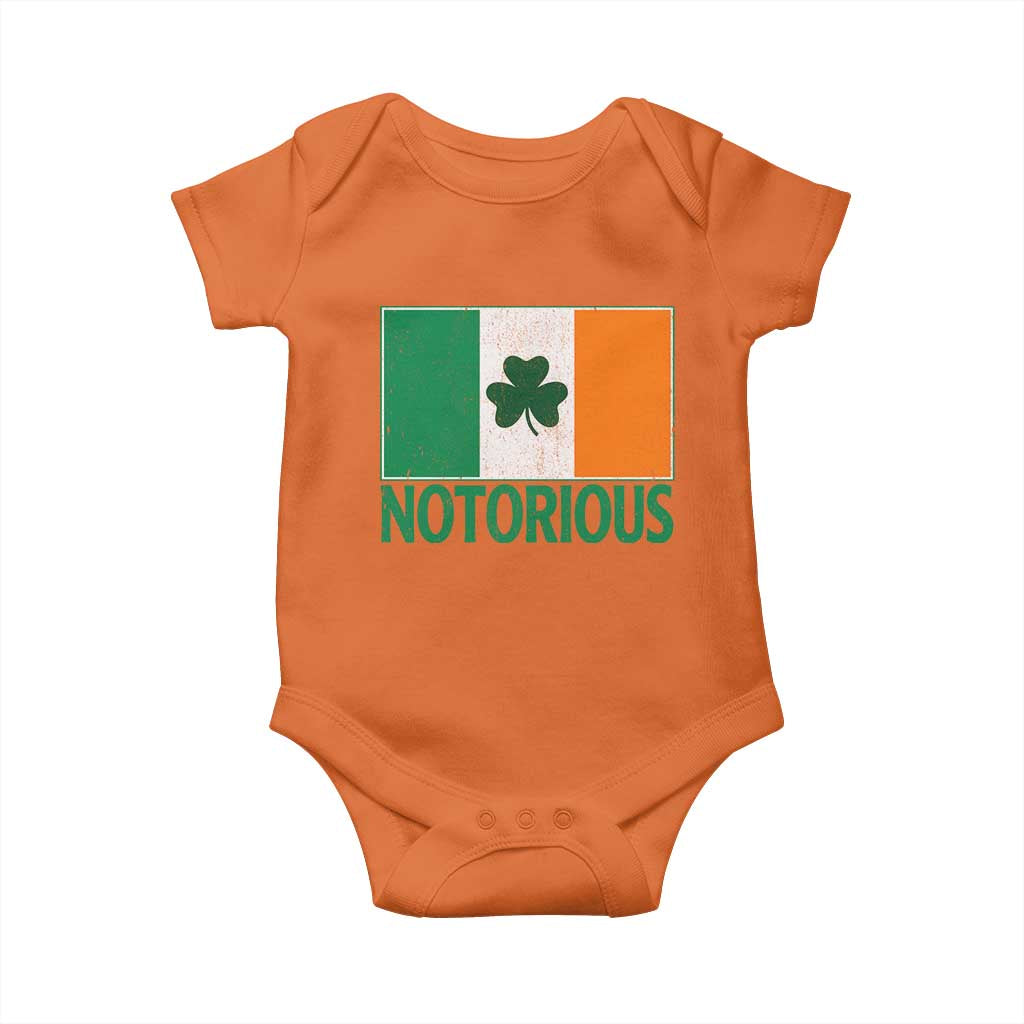 Irish Pride Boxing Fighting Notorious Baby Onesie Vintage Ireland Flag Irish Retro Throwback TS10 Orange Print Your Wear