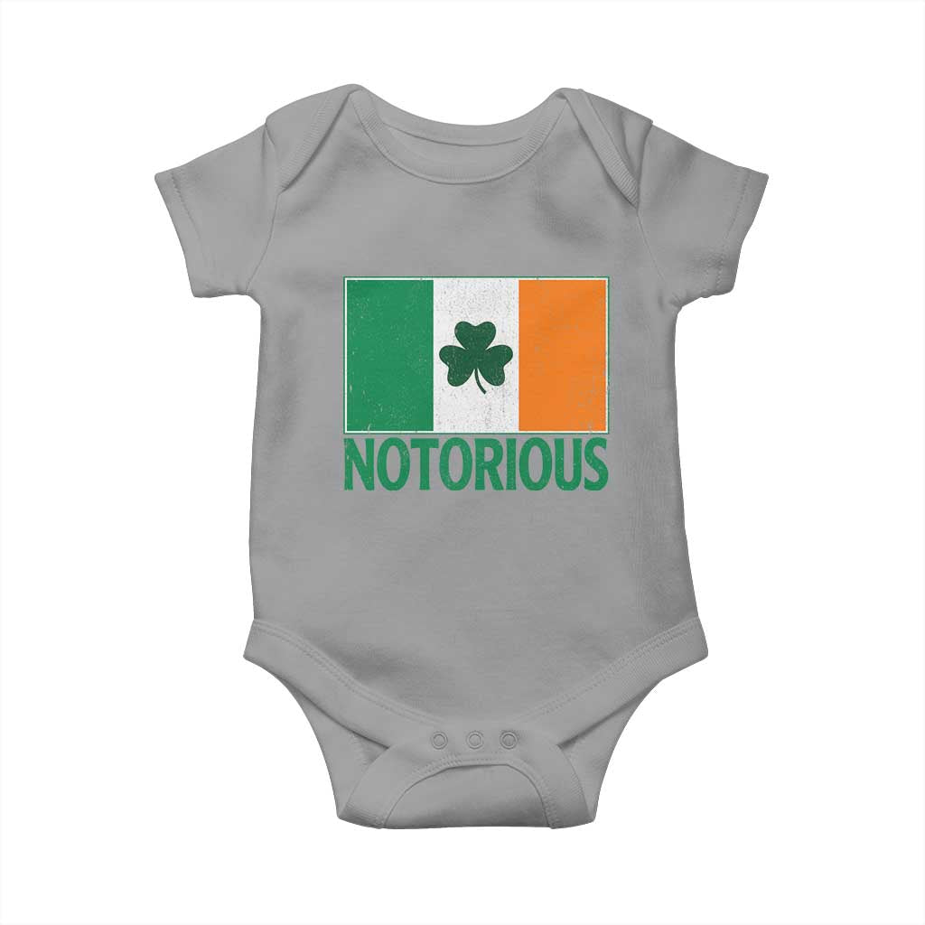 Irish Pride Boxing Fighting Notorious Baby Onesie Vintage Ireland Flag Irish Retro Throwback TS10 Sport Gray Print Your Wear