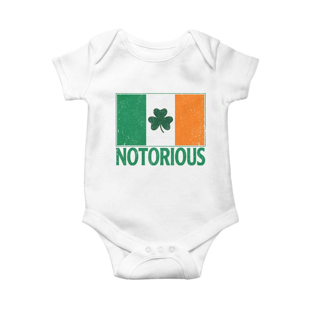 Irish Pride Boxing Fighting Notorious Baby Onesie Vintage Ireland Flag Irish Retro Throwback TS10 White Print Your Wear