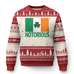 Irish Pride Boxing Fighting Notorious Ugly Christmas Sweater Vintage Ireland Flag Irish Retro Throwback TS10 Beige Red Print Your Wear