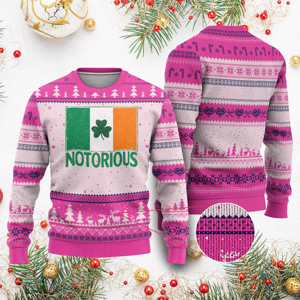 Irish Pride Boxing Fighting Notorious Ugly Christmas Sweater Vintage Ireland Flag Irish Retro Throwback TS10 Print Your Wear
