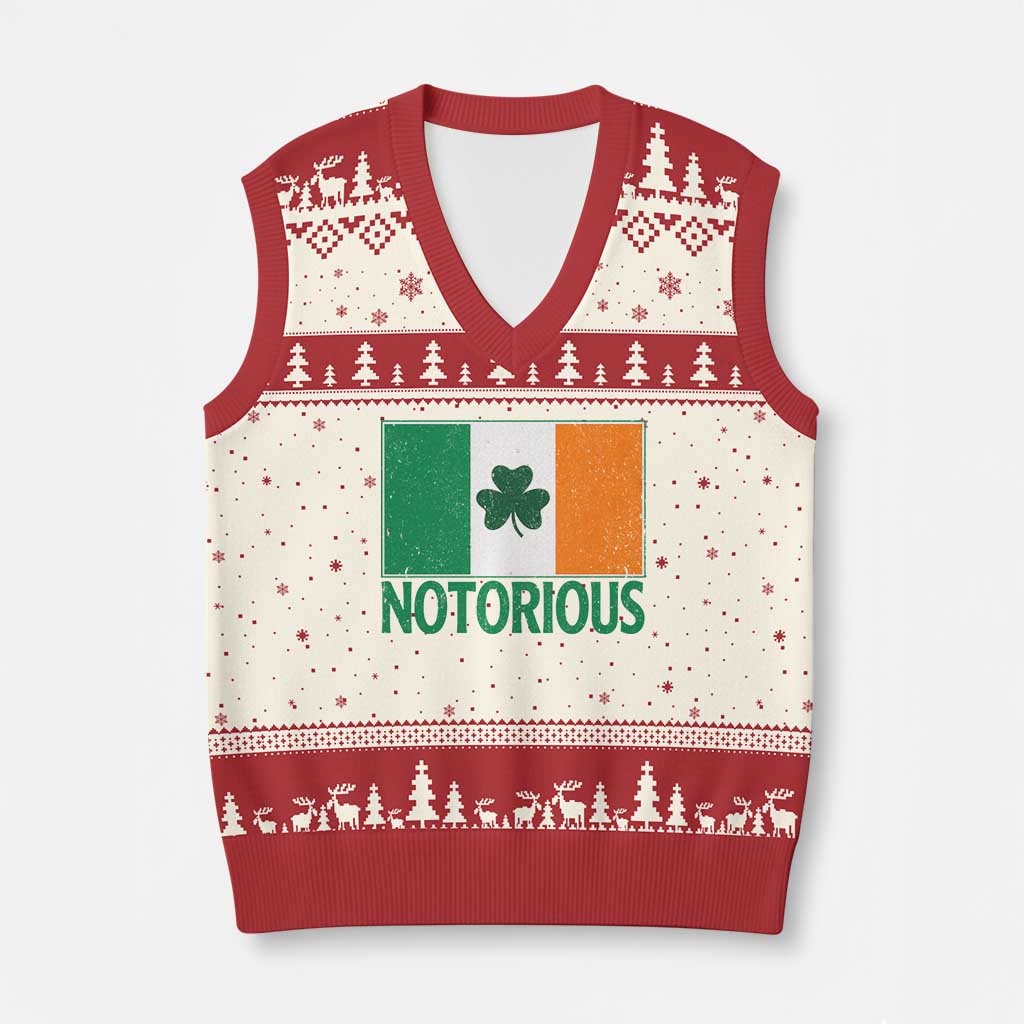 Irish Pride Boxing Fighting Notorious V-Neck Knit Sweater Vest Vintage Ireland Flag Irish Retro Throwback TS10 Beige Red Print Your Wear
