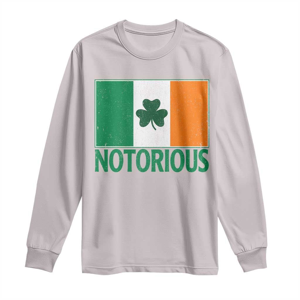 Irish Pride Boxing Fighting Notorious Long Sleeve Shirt Vintage Ireland Flag Irish Retro Throwback TS10 Ice Gray Print Your Wear