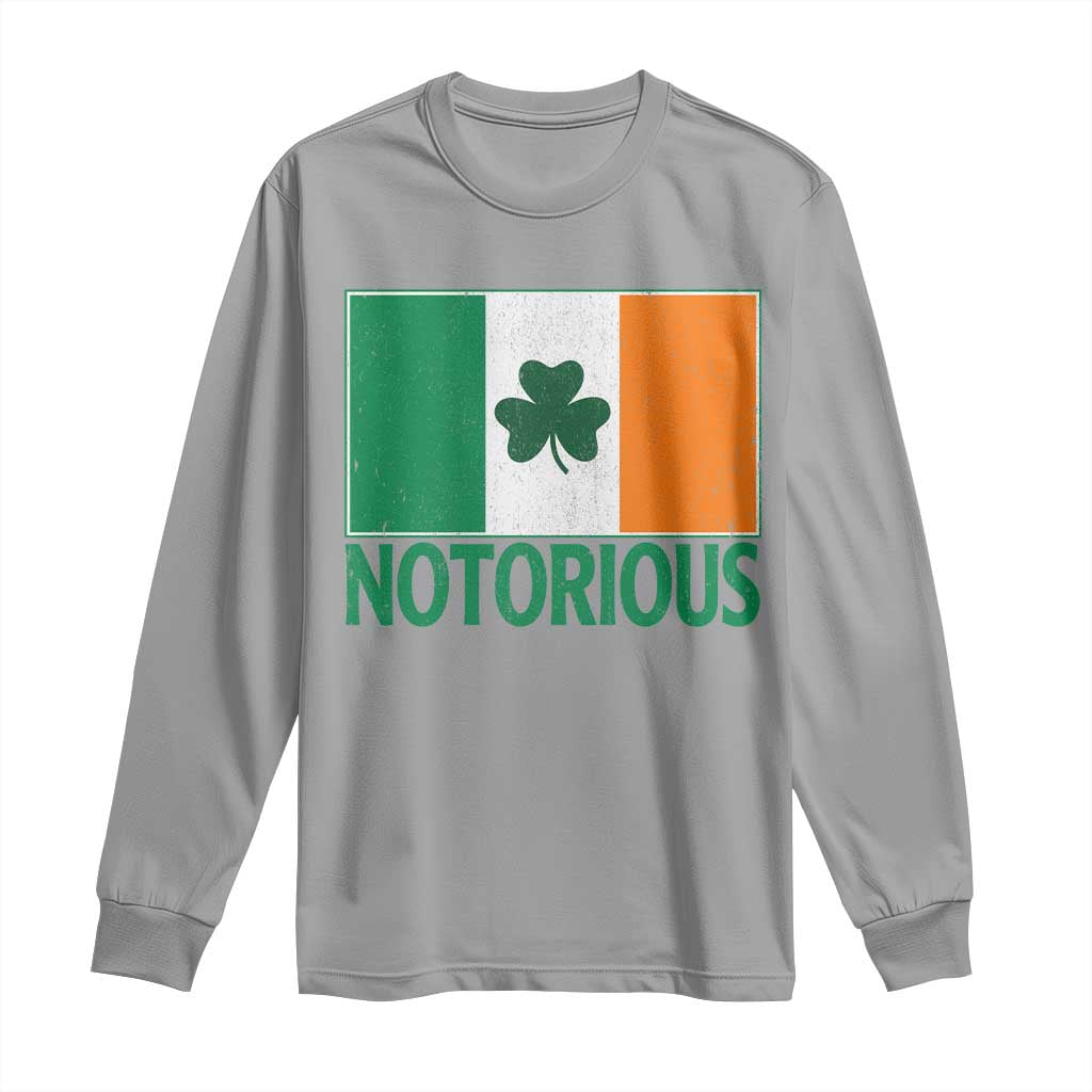 Irish Pride Boxing Fighting Notorious Long Sleeve Shirt Vintage Ireland Flag Irish Retro Throwback TS10 Sport Gray Print Your Wear