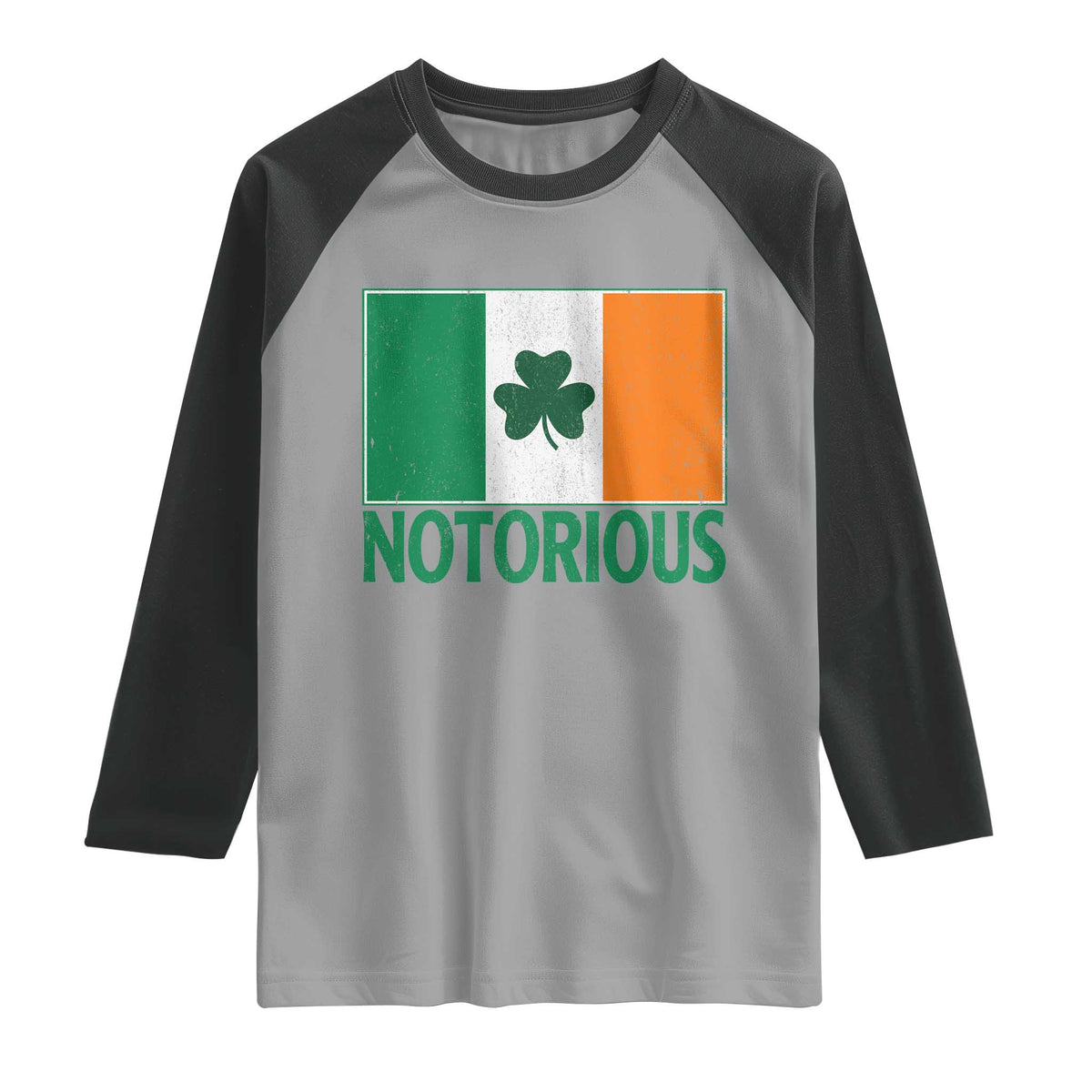 Irish Pride Boxing Fighting Notorious Raglan Shirt Vintage Ireland Flag Irish Retro Throwback TS10 Sport Gray Black Print Your Wear
