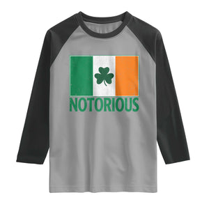 Irish Pride Boxing Fighting Notorious Raglan Shirt Vintage Ireland Flag Irish Retro Throwback TS10 Sport Gray Black Print Your Wear