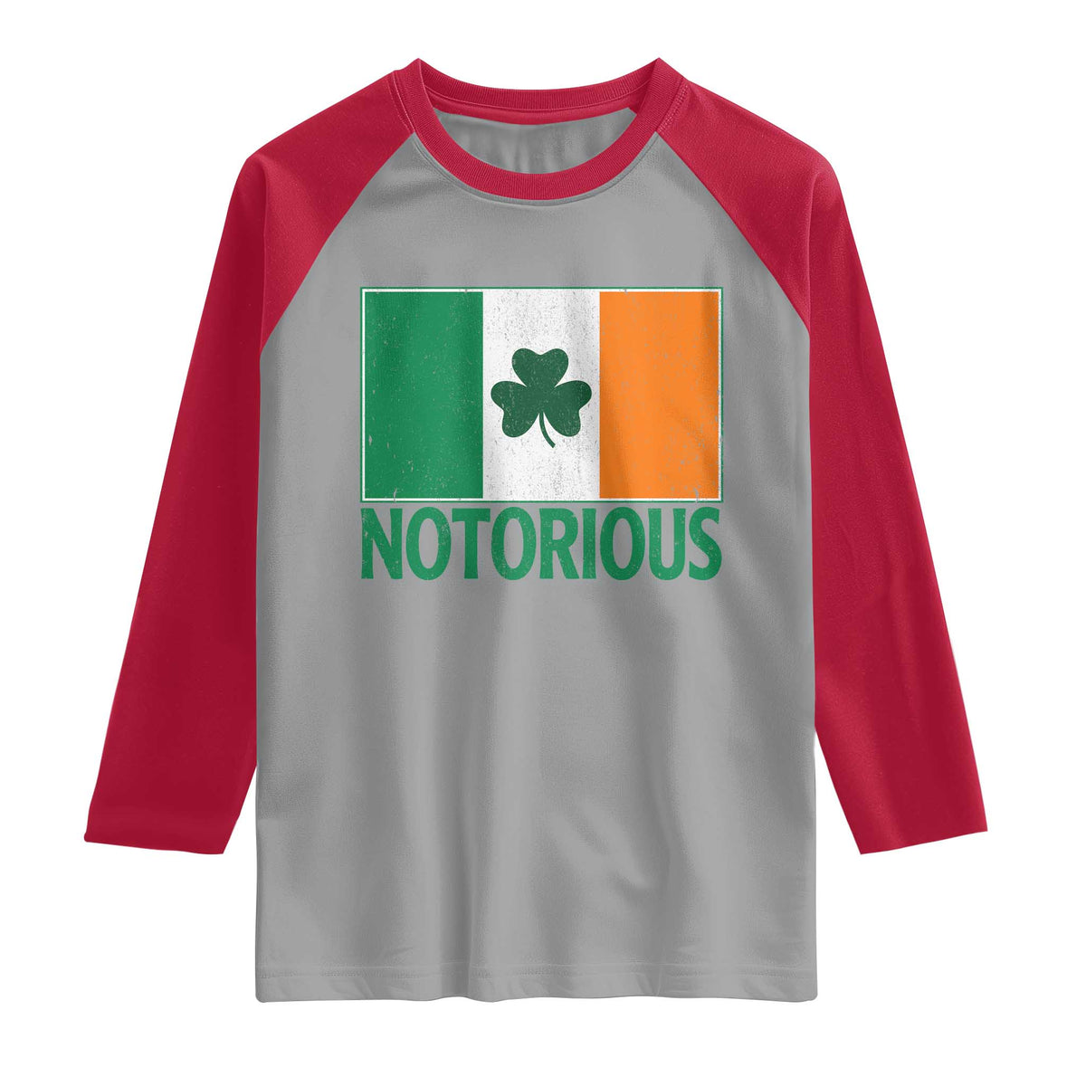 Irish Pride Boxing Fighting Notorious Raglan Shirt Vintage Ireland Flag Irish Retro Throwback TS10 Sport Gray Red Print Your Wear
