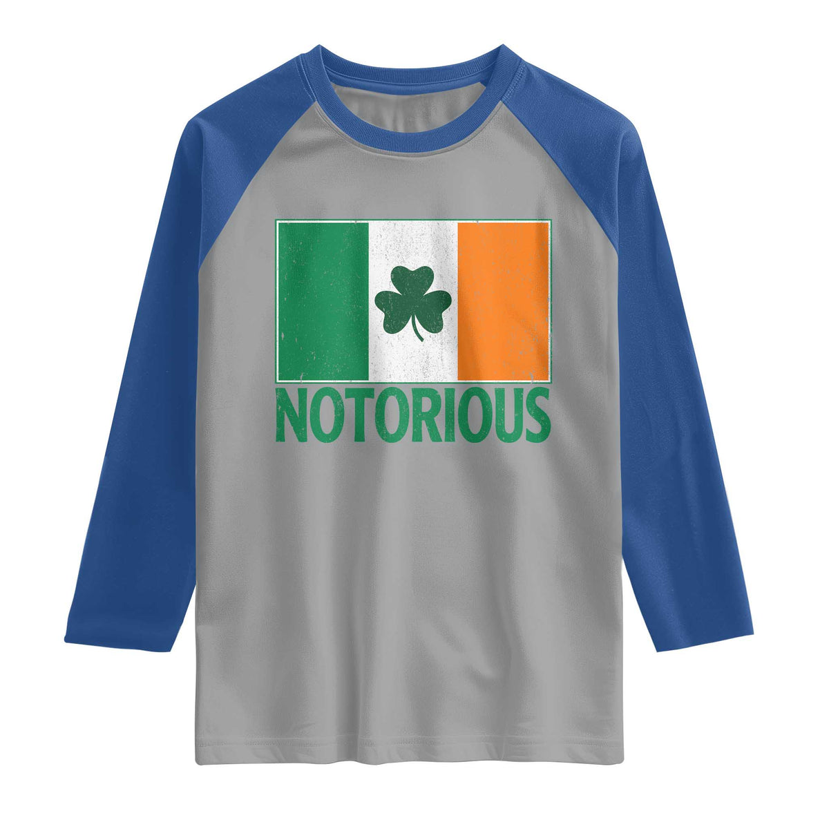 Irish Pride Boxing Fighting Notorious Raglan Shirt Vintage Ireland Flag Irish Retro Throwback TS10 Sport Gray Royal Print Your Wear
