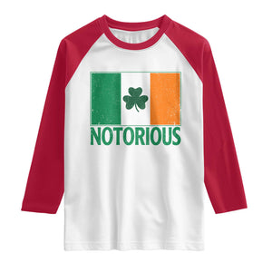 Irish Pride Boxing Fighting Notorious Raglan Shirt Vintage Ireland Flag Irish Retro Throwback TS10 White Red Print Your Wear