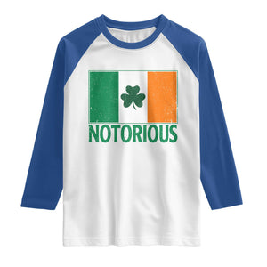 Irish Pride Boxing Fighting Notorious Raglan Shirt Vintage Ireland Flag Irish Retro Throwback TS10 White Royal Print Your Wear