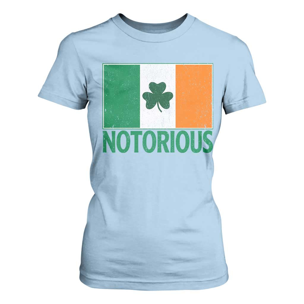 Irish Pride Boxing Fighting Notorious T Shirt For Women Vintage Ireland Flag Irish Retro Throwback TS10 Light Blue Print Your Wear