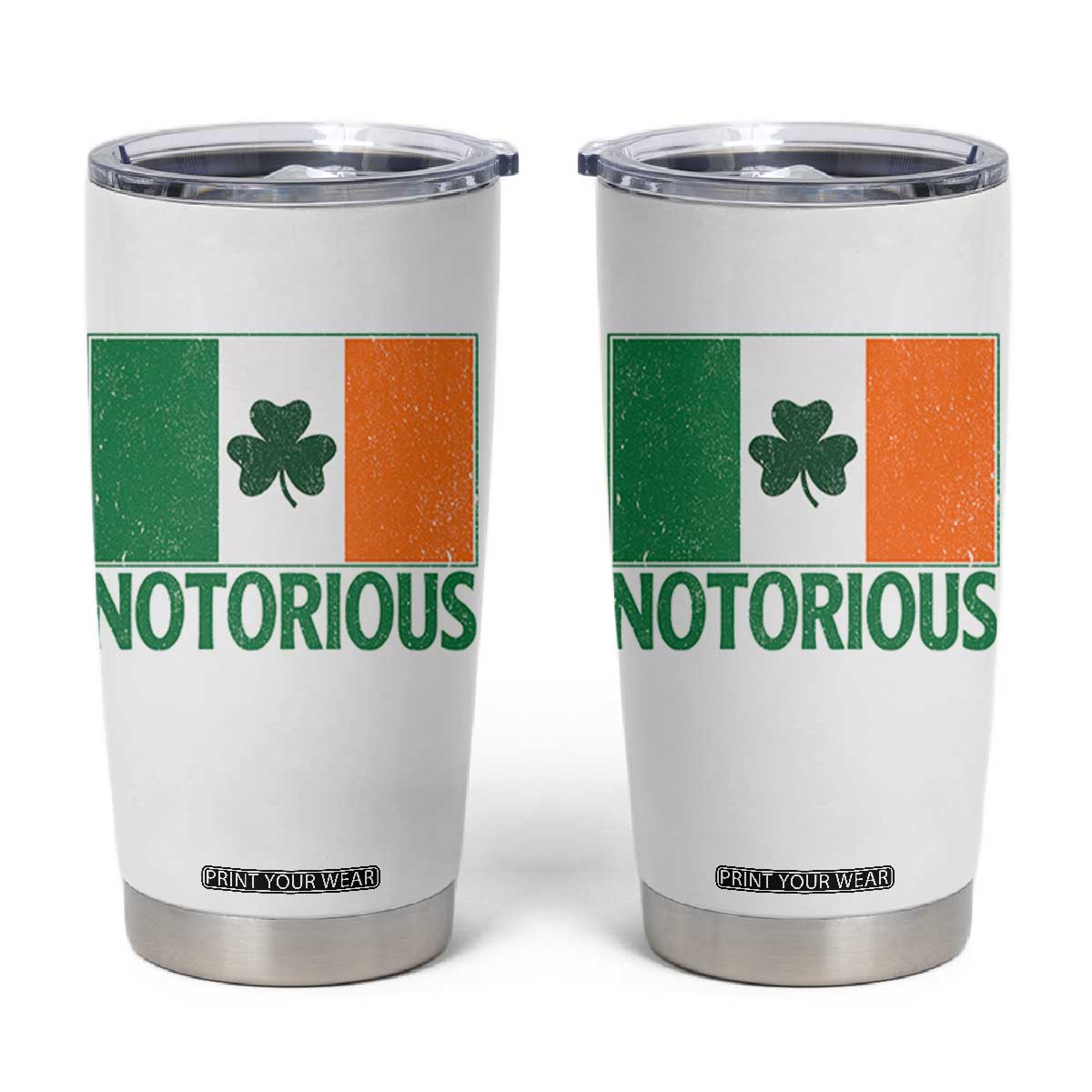Irish Pride Boxing Fighting Notorious Tumbler Cup Vintage Ireland Flag Irish Retro Throwback TS10 White Print Your Wear