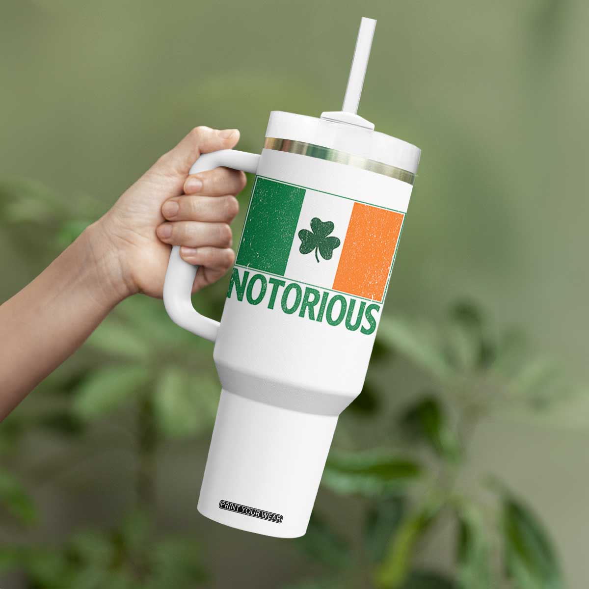 Irish Pride Boxing Fighting Notorious Tumbler With Handle Vintage Ireland Flag Irish Retro Throwback TS10 Print Your Wear