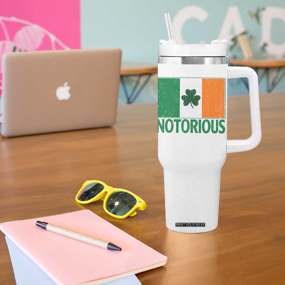 Irish Pride Boxing Fighting Notorious Tumbler With Handle Vintage Ireland Flag Irish Retro Throwback TS10 Print Your Wear
