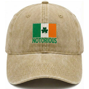 Irish Pride Boxing Fighting Notorious Washed Cotton Baseball Cap Vintage Ireland Flag Irish Retro Throwback TS10 Print Your Wear